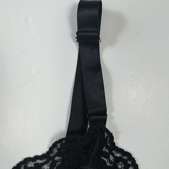 VTG 60s Movie Star Nylon Black Whimsygoth Slip Dress w Lace Ruffles, Sz. S - Picture 7 of 13